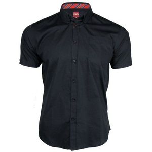 Merc of London Baxter – overhemd – normale pasvorm – knoopsluiting – korte mouwen – heren, Zwart