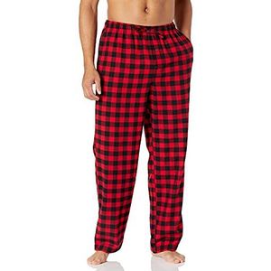 Amazon Essentials Flanellen pyjamabroek voor heren (verkrijgbaar in grote maat), Schots Red Buffalo, XL