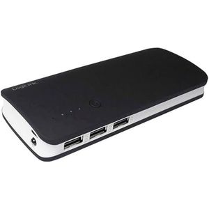 LogiLink Power Bank PA0145 draagbare externe batterij met 3 USB-poorten, 10.000 mAh, zwart