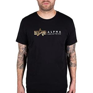 ALPHA INDUSTRIES Alpha Label T Foil Print T-shirt korte mouwen shirt zwart L, zwart.