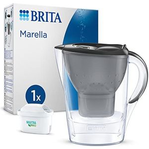 BRITA Marella, grafiet filterkaraf (2,4L), inclusief 1 Maxtra Pro all-in-1 filterpatroon, vermindert kalkaanslag, chloor, bepaalde onzuiverheden en metalen