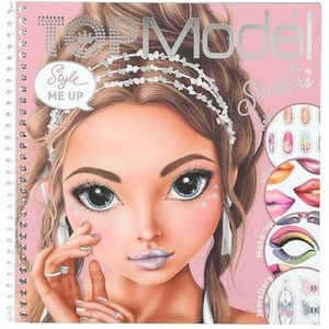 Depesche 12723 Topmodel Glitter Queen Dress me Up Face-boek, 24 pagina's voor het maken van mooie looks, kleurboek met 7 vellen stickers, meerkleurig