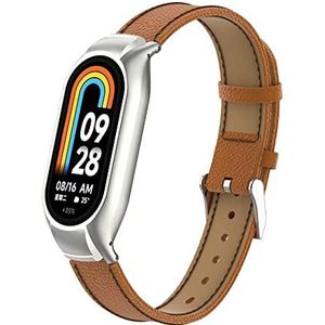 T-BLUER Compatibel met Xiaomi Mi Smart Band 8, Mi Band 8, reservearmband van leer met metalen frame voor Xiaomi Smart Band 8, Leer