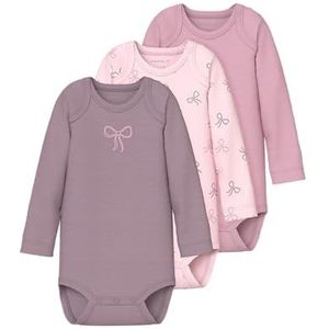 Name it baby Barely Pink Nbfbody 3P Ls Bow Noos Numeric_80 (lot de 3), Rose barely, numeric_80