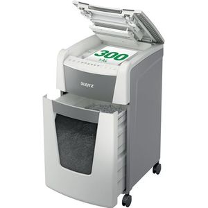 Leitz IQ 80160000 - papiervernietiger voor documenten met microveiligheid, P5, voor kantoor, automatisch, capaciteit 300 vellen, 60 liter, wit