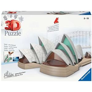 Ravensburger - 3D Building puzzel - Sydney Opera House - Vanaf 8 jaar - 216 genummerde stukjes om in elkaar te zetten zonder lijm - Inclusief afwerkingsaccessoires - 11243
