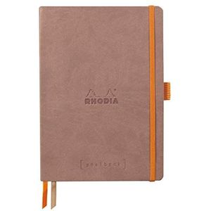 RHODIA 117802C Notitieboek, Bullet Journal, Goalbook, rozenhout, A5, gestippeld, 240 pagina's, lichtbruin papier, 90 g/m2, 2 banden, omslag van kunstleer