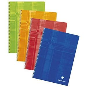 Clairefontaine 8143C Spiraal notitieboekje (DIN A4, 21 x 29,7 cm, ruiten, 50 vellen), 1 stuks in verschillende kleuren