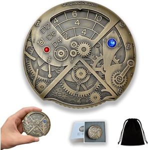 DND D&D metalen unieke mechanische dobbelstenen set, retro 7-in-1 dobbelstenen D4, D6, D8, D10, D12, D20 en D% alles in één voor Dungeons and Dragons, RPG tafelspellen