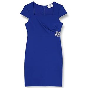 Gina Bacconi Robe de cocktail ornée à col carré pour femme, bleu cobalt, 42