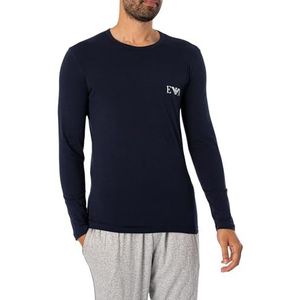 Emporio Armani Bold Monogram Crew Neck Lange Mouwen T-shirt voor heren, marineblauw, S, Navy Blauw