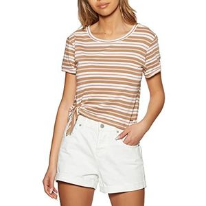 O'NEILL Lw Striped Knotted Dames T-Shirt, 7940 bruin/beige AOP W/roze