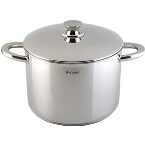 Wecook! Kookpan van roestvrij staal 18/10 met stalen deksel, geschikt voor alle warmtebronnen, inclusief inductie, geïntegreerde meetschaal, �Ø 22 cm, inhoud 6,7 liter