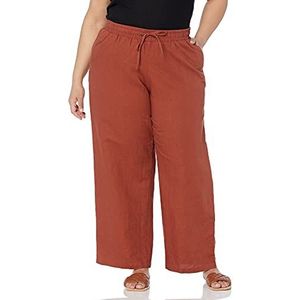 Amazon Essentials Pantalon large en lin mélangé avec cordon de serrage pour femme (disponible en grande taille), terre cuite, taille 6X