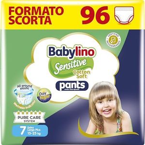 Babylino Sensitive Cotton Soft Couches Culotte Taille 7, Pantalon XL Plus (15-25 Kg), 96 Unités