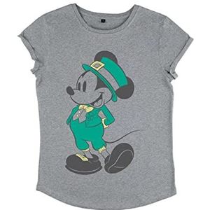 Disney Klassiek dames T-shirt met rolluis Mickey, grijs, L, grijs.