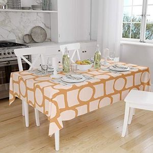 Bonamaison, Anti-schimmel, sneldrogend, vuilafstotend, machinewasbaar, 100% polyester, tafelkleed, oranje, wit, 140 x 160 cm, ontworpen en geproduceerd in Turkije