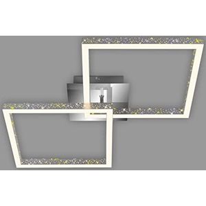 BRILONER - Led-plafondlamp met glittereffect, led-frame, verchroomd aluminium, dimbaar, draaibaar, warmwit licht