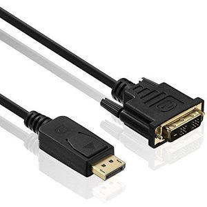 HDSupply DC045-050 DisplayPort/DVI-kabel (Conector DisplayPort – Conector DVI de enlace único), Contacttos dorados, 5,00 m, negro