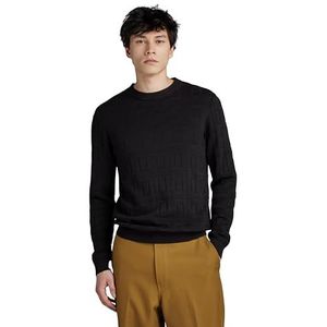 G-STAR RAW Gebreide trui tafel structuur sweater heren, Zwart (Dk Black D23932-d167-6484)