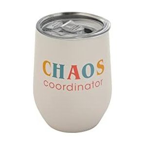 Pearhead Chaos Coordinator 355 ml wijnglas zonder steel van roestvrij staal met drukdeksel en schuifsluiting voor Moederdag