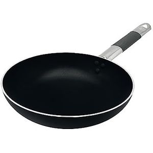 Pentole Agnelli Alblack Koekenpan, laag, van aluminium, met handvat van roestvrij staal, 28 cm, zwart