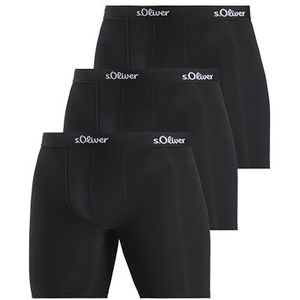 s.Oliver Lot de 3 boxers pour homme - Coupe longue - Noir, 3 x noir., S