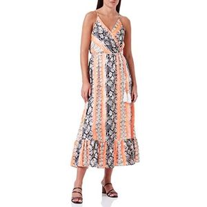 IZIA Maxi-jurk voor dames met slangenprint, oranje veelkleurig