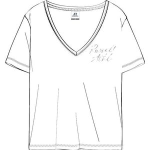 RUSSELL ATHLETIC T-shirt à col en V Losse pour femme, blanc, XS
