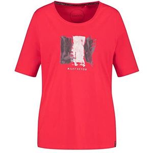 Samoon t-shirt dames, aardbeienrood met patroon