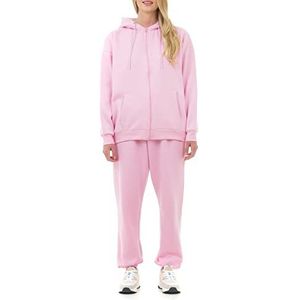 M17 Dames oversized hoodie gerecycled rits hoodie zacht casual lange mouwen hoodie met zakken, Roze