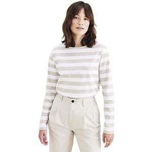 Dockers Ls Boatneck T-shirt pour femme, Pismo Sahara Kaki Stripe, M