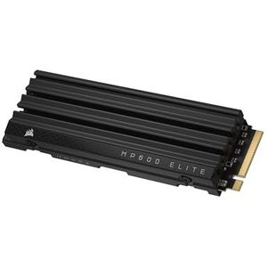 Corsair MP600 ELITE 1TB M.2 PCIe Gen4 x4 NVMe SSD met koellichaam inbegrepen M.2 2280 tot 7000 MB/s sequentiële leessnelheid, hoge dichtheid 3D TLC NAND, zwart