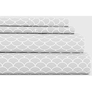 Linen Market 3-delige beddengoedset met patroon voor eenpersoonsbed, grijs