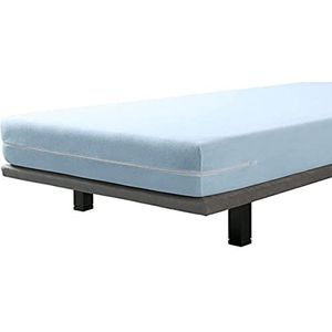 Savel Matrasovertrek van badstof, elastisch, 100% katoen, blauw, set van 2 (90 x 190/200 cm) - matrasbeschermer met ritssluiting - rondom bescherming voor matrassen - verkrijgbaar in verschillende