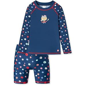 Schiesser Badset meisjes badpak set, Donkerblauw patroon