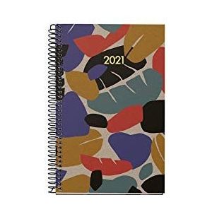 Miquelrius - Kalender 2021, 100% gerecycled, bladeren, Catalaans, dagpagina, afmetingen 117 x 182 mm, papier 70 g, gevoerde hardcover van karton, kleur handwerk