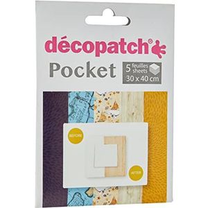 Décopatch DP015O - een zakje met 5 vellen decopatch-papier, bedrukt papier, 30 x 40 cm, motief Asortis, reizen