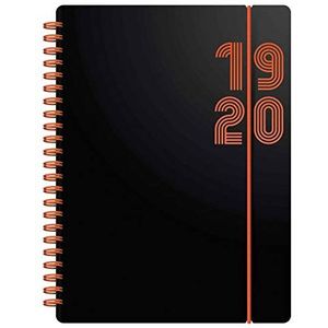 LETTS Schoolagenda, A5, 1 week op 2 pagina's, meertalig, Electric Orange 2019/20, zwart