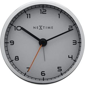 Wekker NeXtime 9 x 9 x 7.5 cm, metaal, wit, 'Company Alarm'