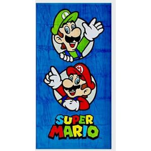 hermet Super Mario badstof strandhanddoek, 100% katoen, 70 x 140 cm, licht, sneldrogend, officieel