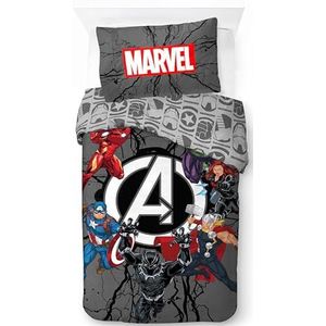 Character World Disney Marvel Avengers eenpersoons beddengoedset | Dubbelzijdig omkeerbaar beddengoed met bijpassende kussensloop | Charge Design Brands