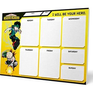 Grupo Erik - Notitieblok A4 My Hero Academia, weekkalender, bureauonderlegger, weekplanner, schrijfwaren, anime, to-do-lijst, memoblokken, schoolbenodigdheden