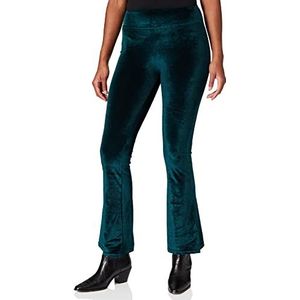 Urban Classics Dameslegging met hoge taille van fluweel, Blauwgroen