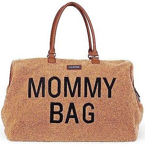CHILDHOME, Mommy Bag, luiertas, moederschap, reistas, grote capaciteit, aankleedmat, verstelbare schouderriem, vakken, geïsoleerde tas, koffer, teddybeige