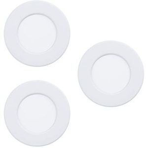 EGLO 3-delige set LED inbouwspots Fueva 5, Ø 8,6 cm, LED-spots set van staal en kunststof lichtvlakken, 3 LED inbouwlampen in wit, inbouwspot LED plat, lage inbouwdiepte 26 mm, warm wit