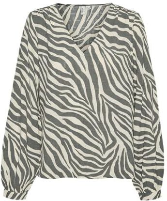 VERO MODA Vmteagan L/S Wvn Btq Ga V-hals top dames lange mouwen blouse, Balsam Green/Aop: Teagan