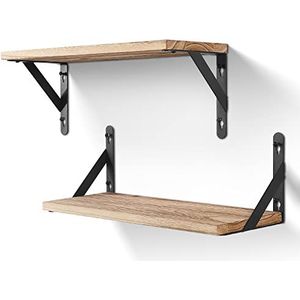 AGM Set van 2 houten wandplanken, 15 cm diep, lengte 42,5 cm, voor woonkamer, slaapkamer, badkamer, keuken, kantoor
