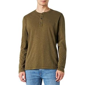 camel active Henley 4093719T05 Herenhemd, Groen (Kaki)