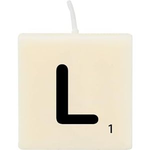 Scrabble kaars letter L wax 2 x 4 cm zwart / wit